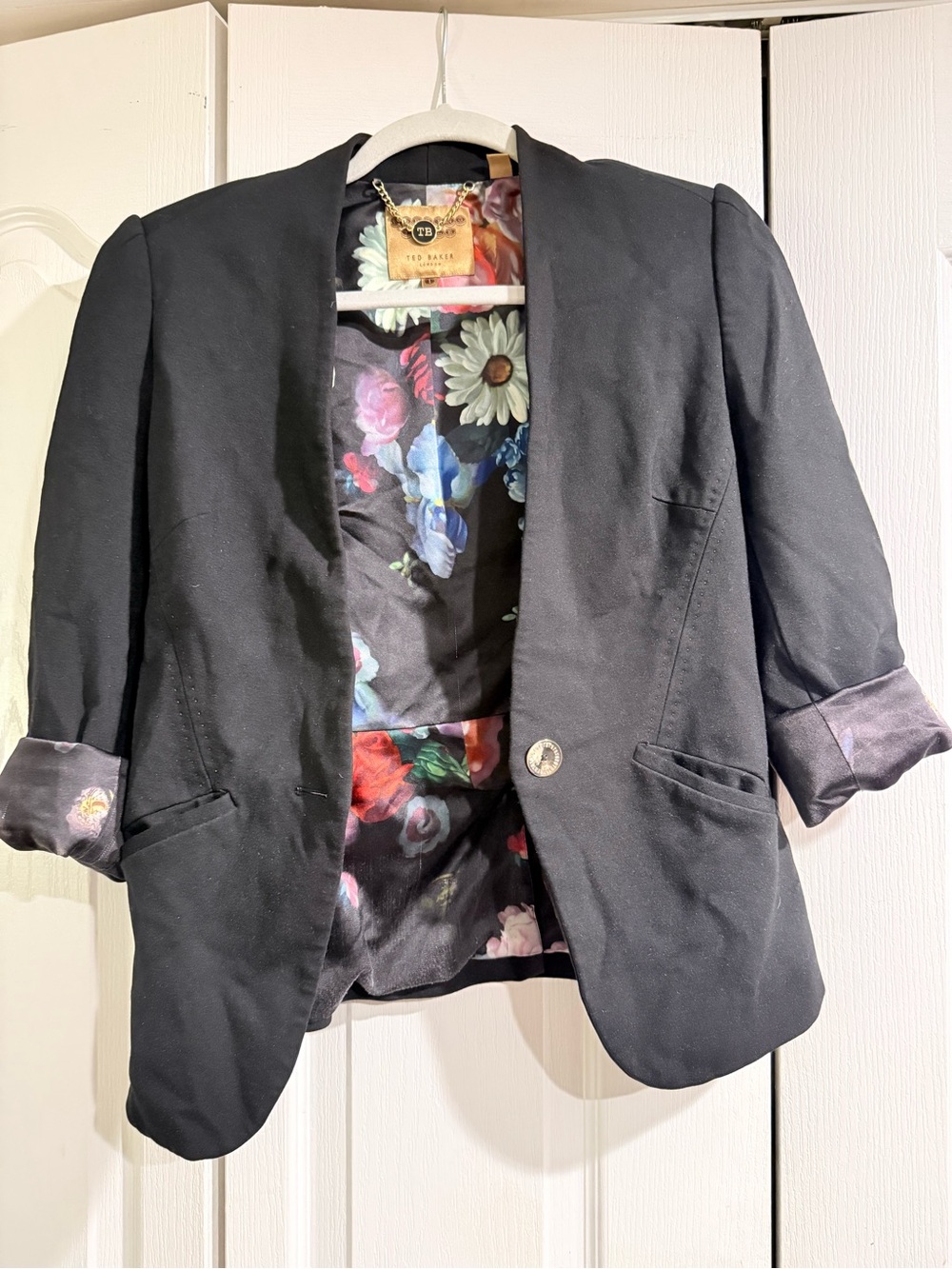 Ted Baker Black Blazer with Floral Lining